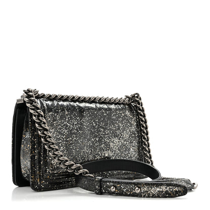 Chanel Glitter Glazed Calfskin Medium Boy Flap Black 3 of 15