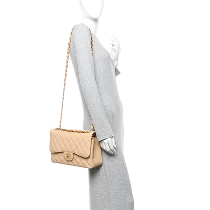 Chanel Caviar Quilted Jumbo Double Flap Beige 2 of 10