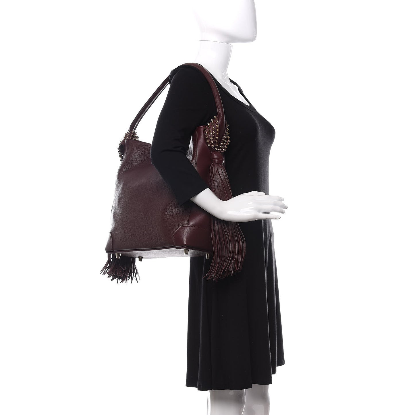 Empire Calf Spikes Fringe Eloise Hobo Bordeaux