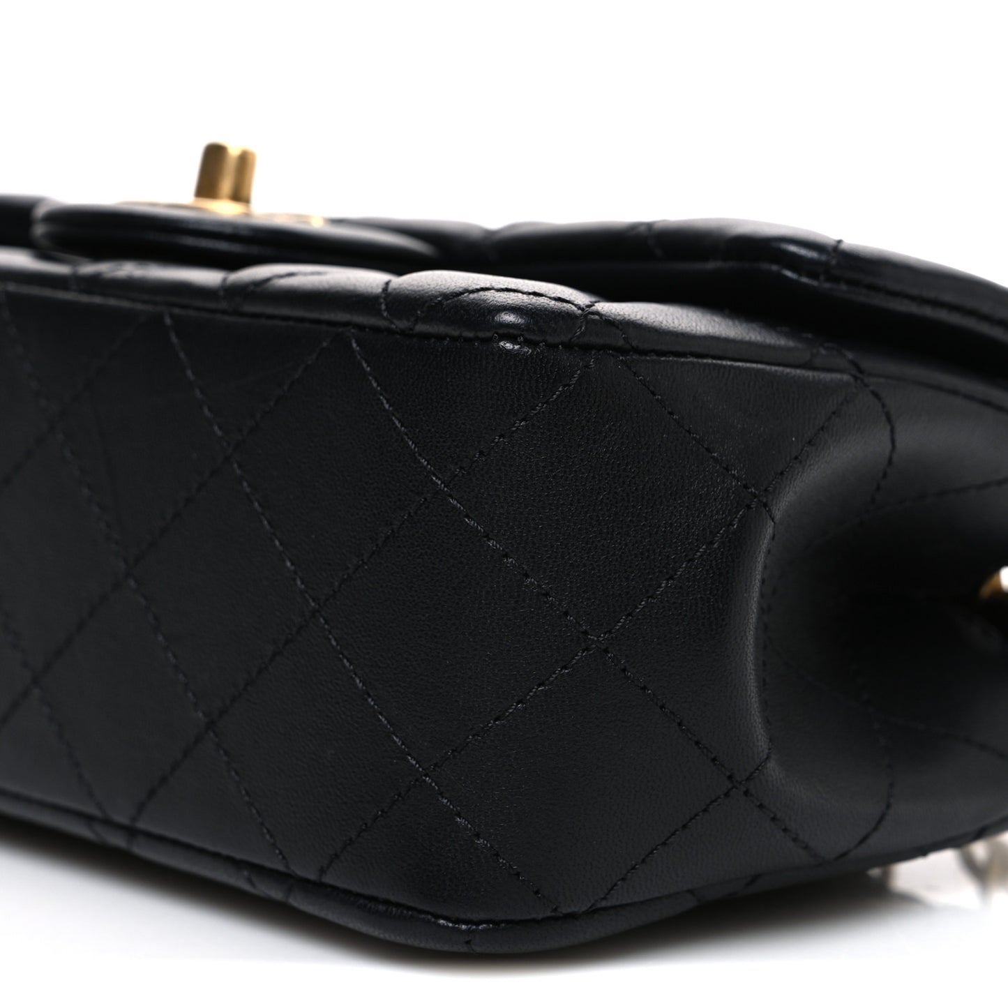 Lambskin Quilted Mini Rectangular Sweet Camellia Flap  Black
