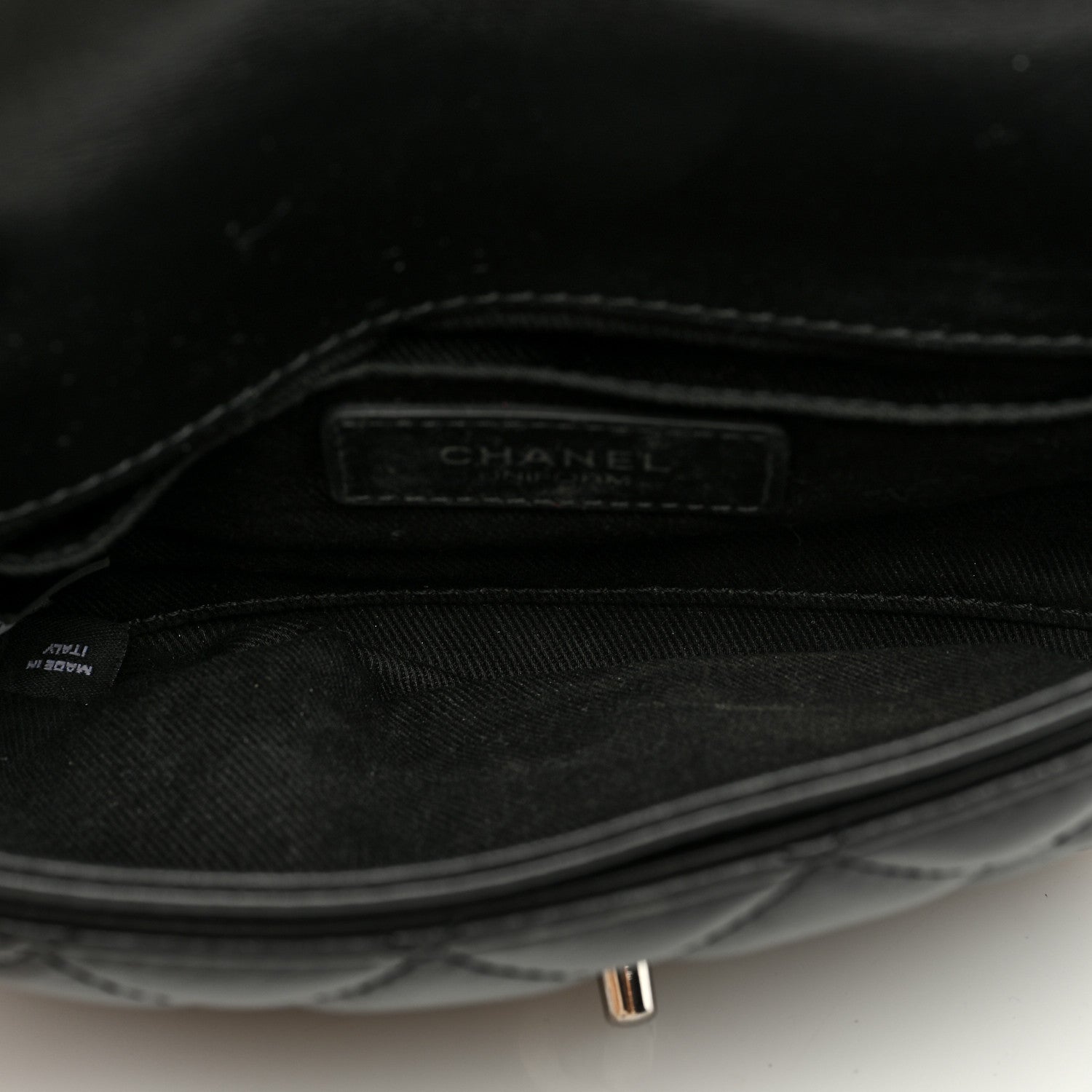 Chanel Calfskin Quilted CC Uniform Flap Belt Bag Black 5 of 9