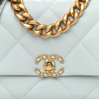 Chanel Lambskin Quilted Large Chanel 19 Flap Light Blue 7 of 10
