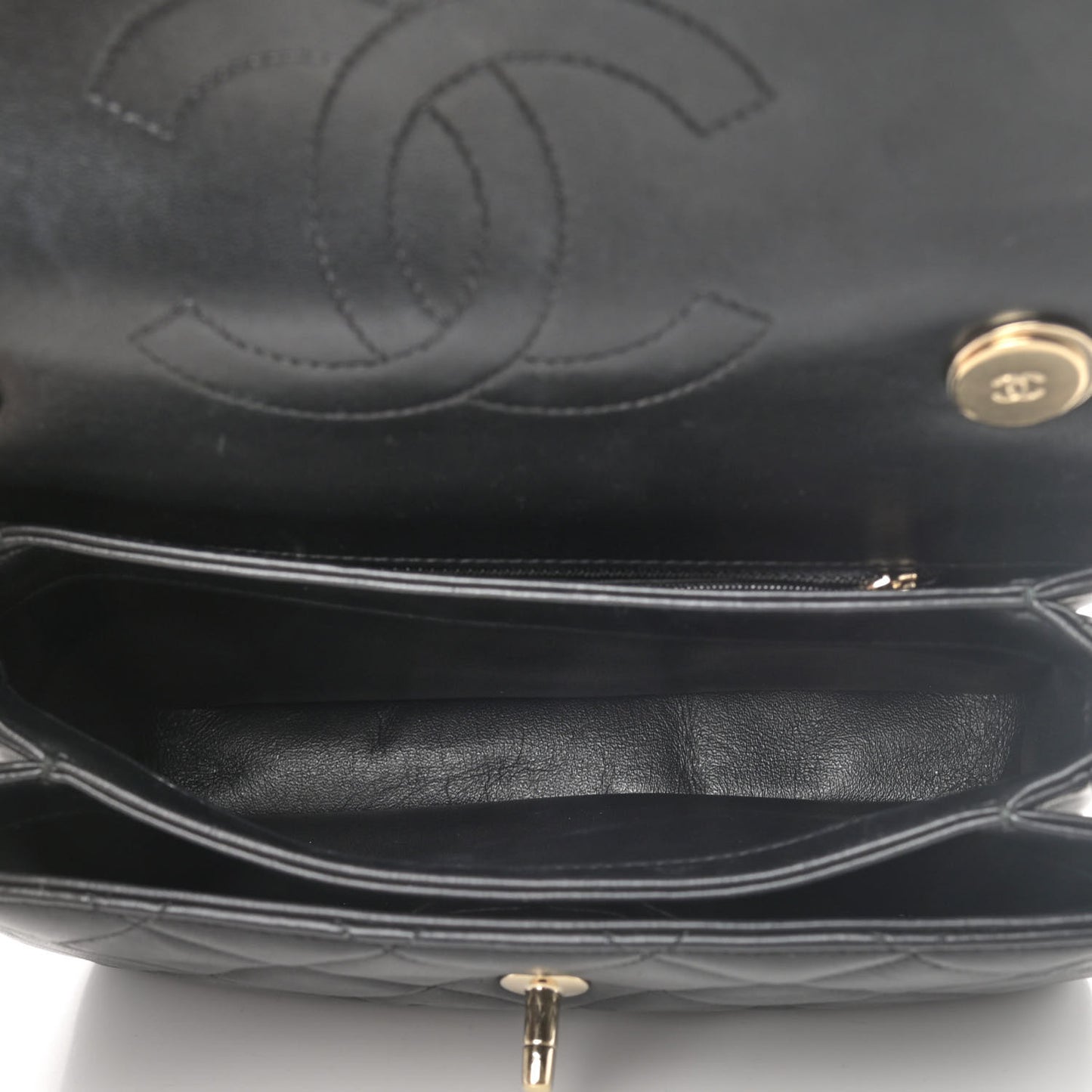 Lambskin Quilted Small Trendy CC Dual Handle Flap Bag Black