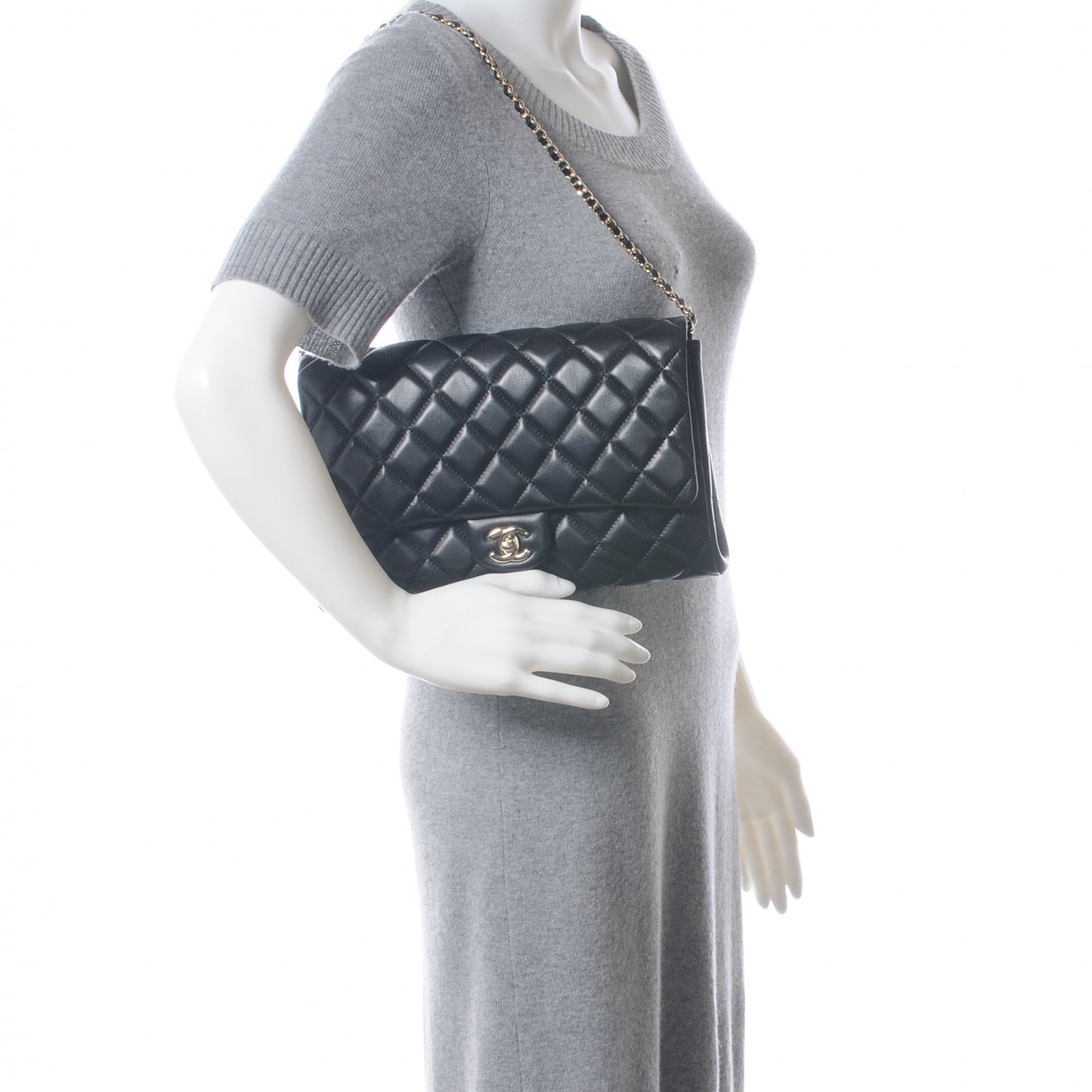 Lambskin Quilted Clutch Flap Black