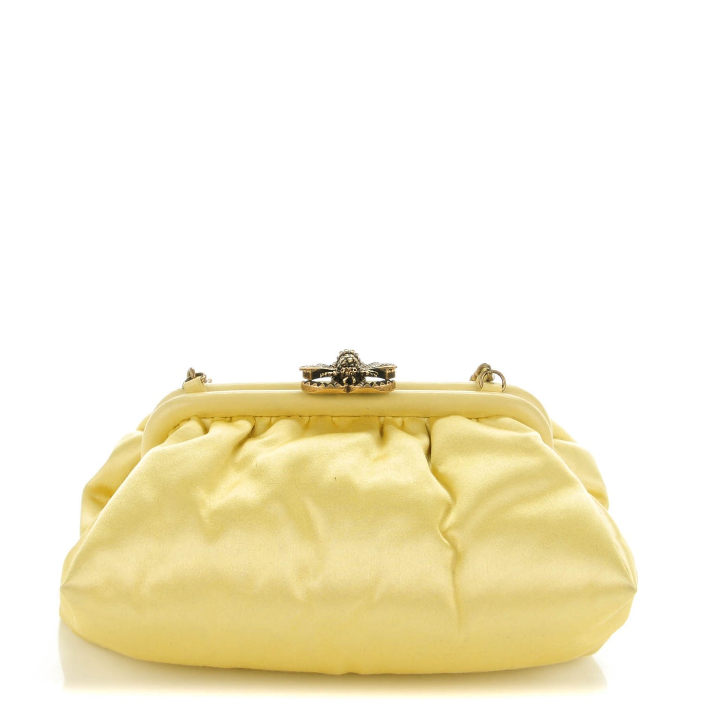 Satin Garden Evening Clutch Light Yellow