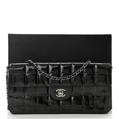 Chanel Patent Quilted East West Chocolate Bar Flap Black 12 of 12