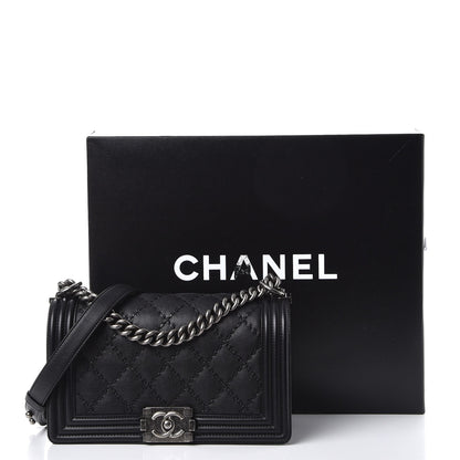 Chanel Calfskin Double Stitch Medium Boy Flap Black 10 of 10