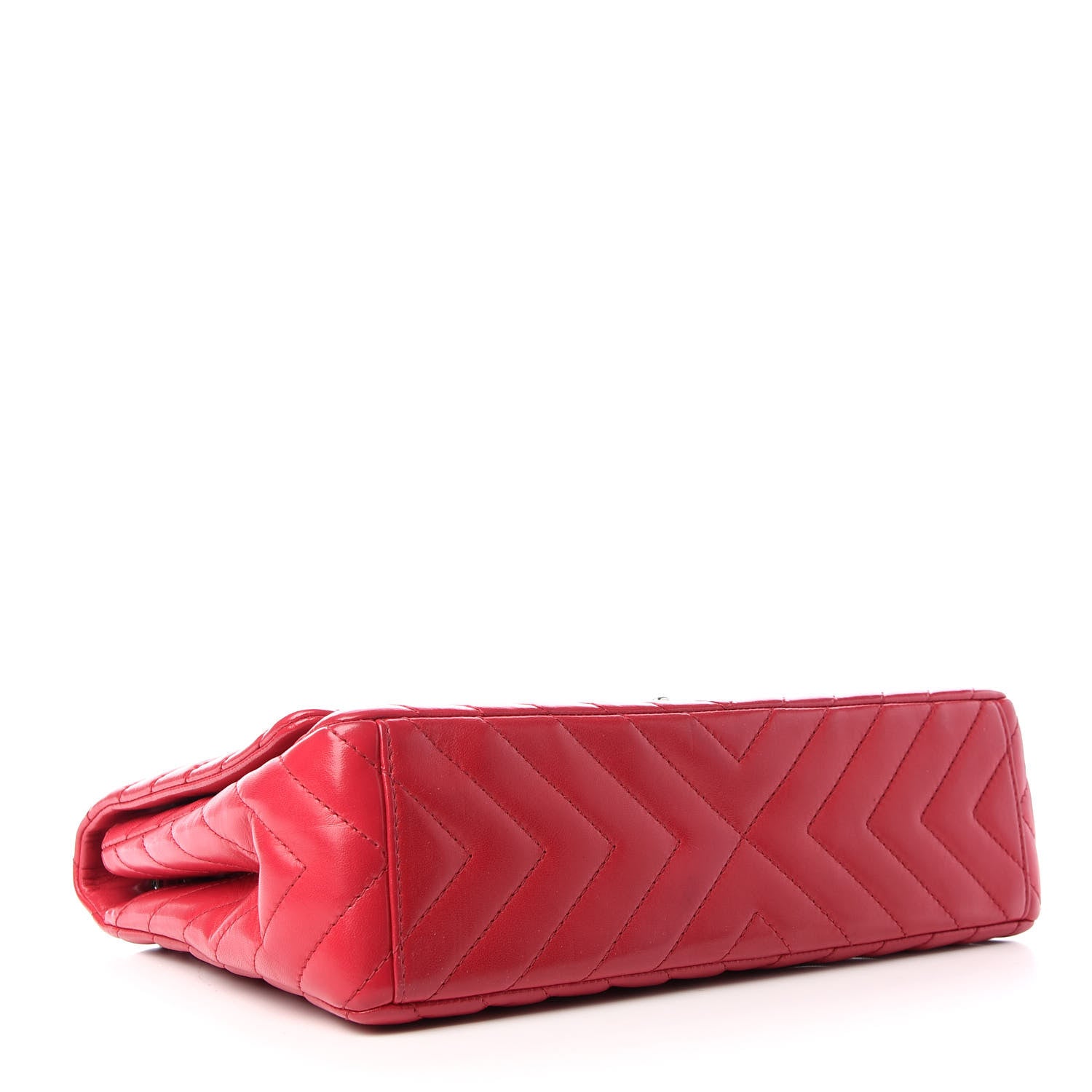 Chanel Lambskin Chevron Quilted Maxi Single Flap Red 4 of 9