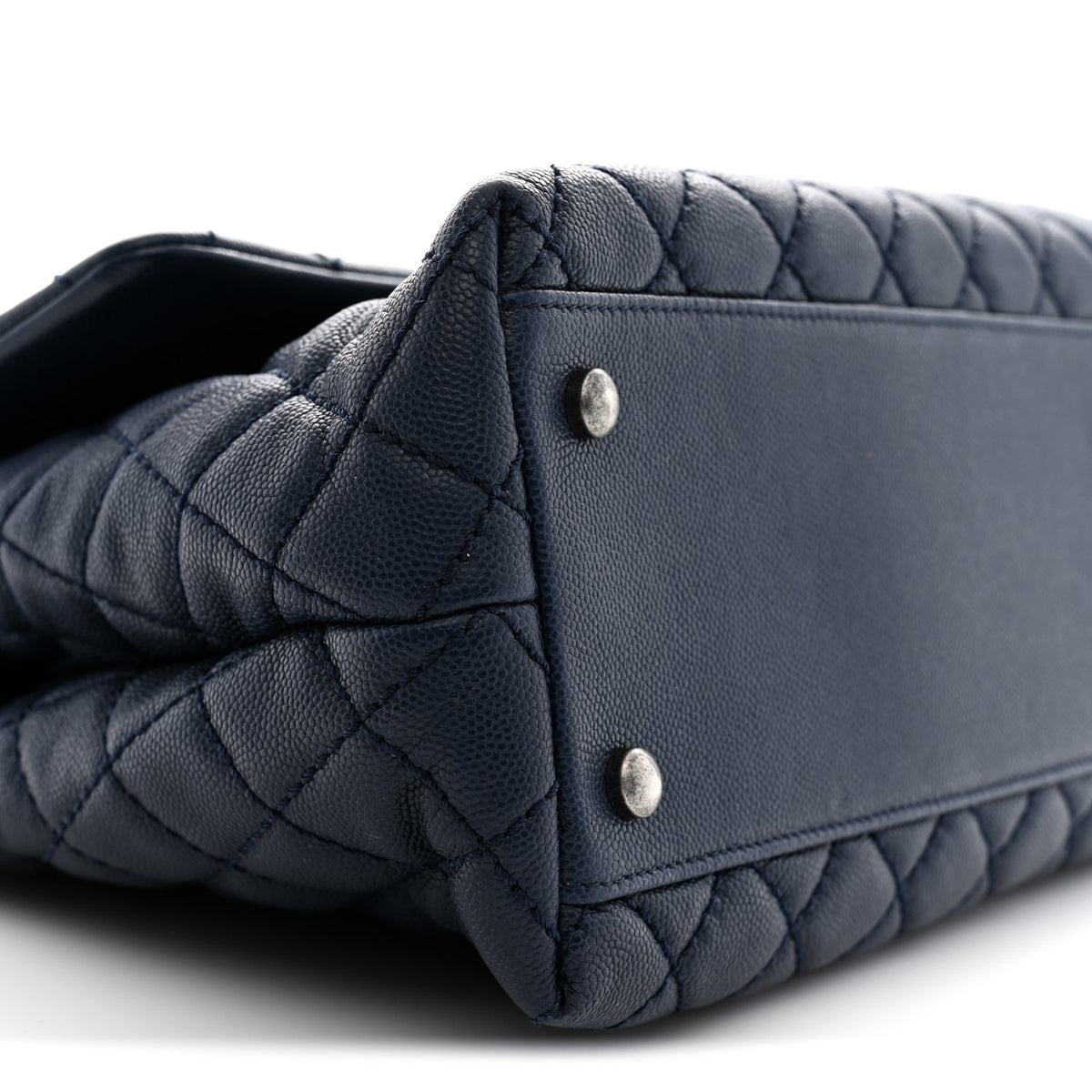 Caviar Quilted Medium Coco Handle Flap Navy Blue
