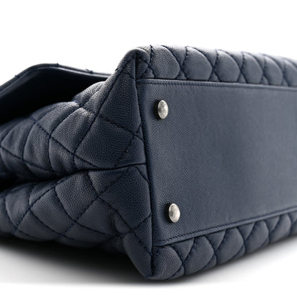 Chanel Caviar Quilted Medium Coco Handle Flap Navy Blue 9 of 10