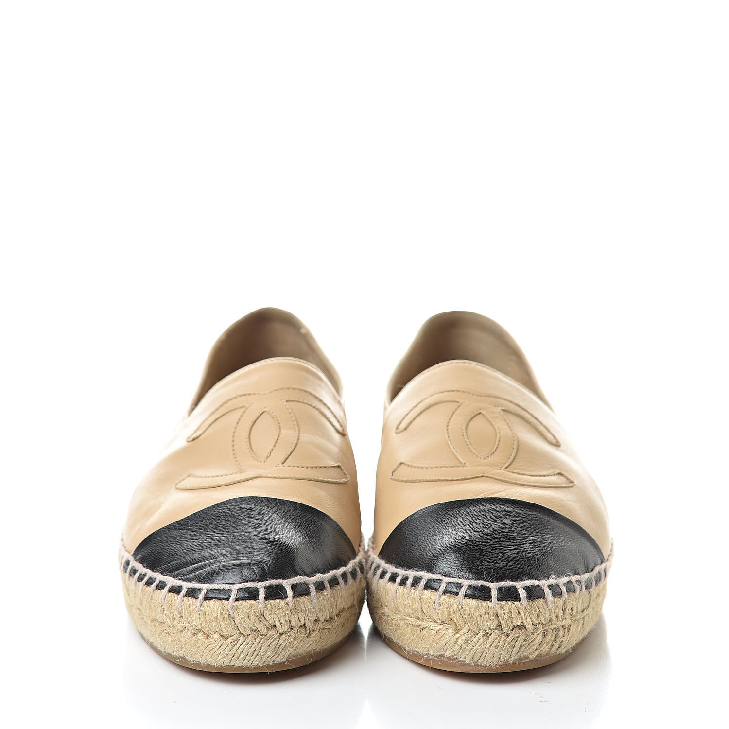 Chanel Lambskin CC Espadrilles 36 Beige Black 2 of 15