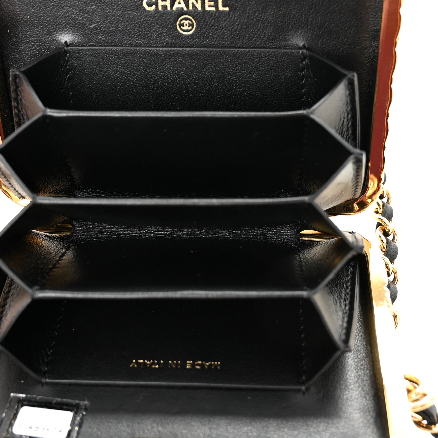 Chanel Glazed Goatskin Quilted Small Box With Chain Black 4 of 10
