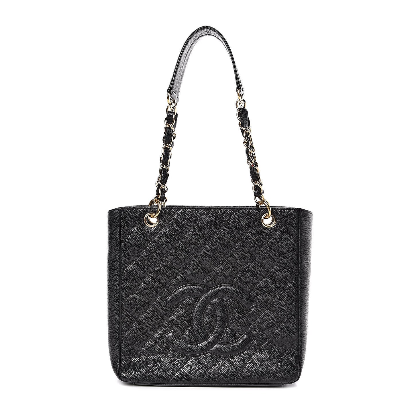 Caviar Quilted Petit Shopping Tote PST Black