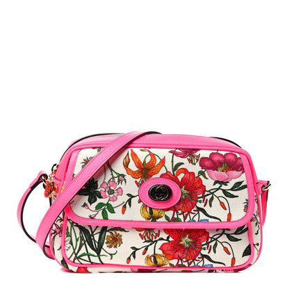 Gucci Canvas Flora Floral Shoulder Bag White Fuchsia Fluo 1 of 3
