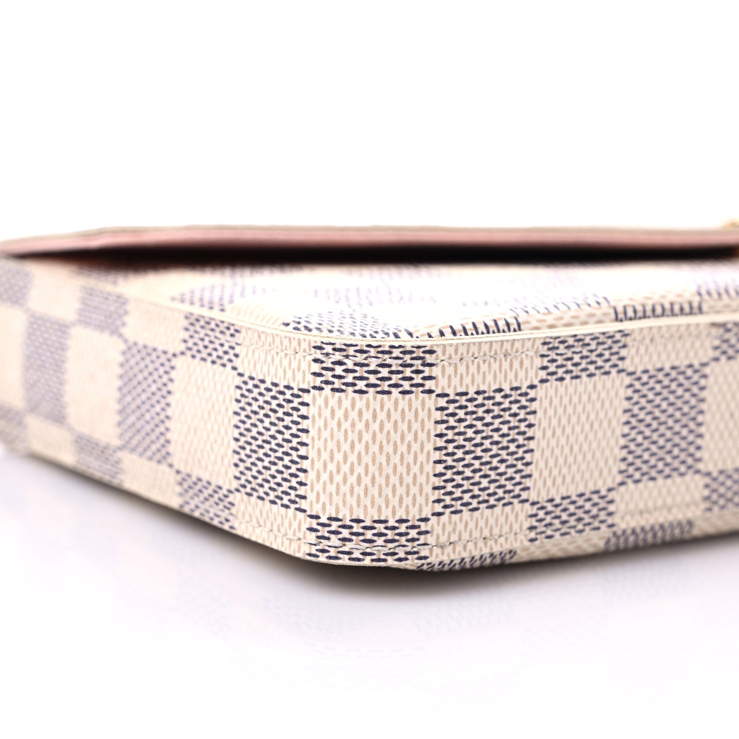 Damier Azur Pochette Felicie Chain Wallet Rose Ballerine