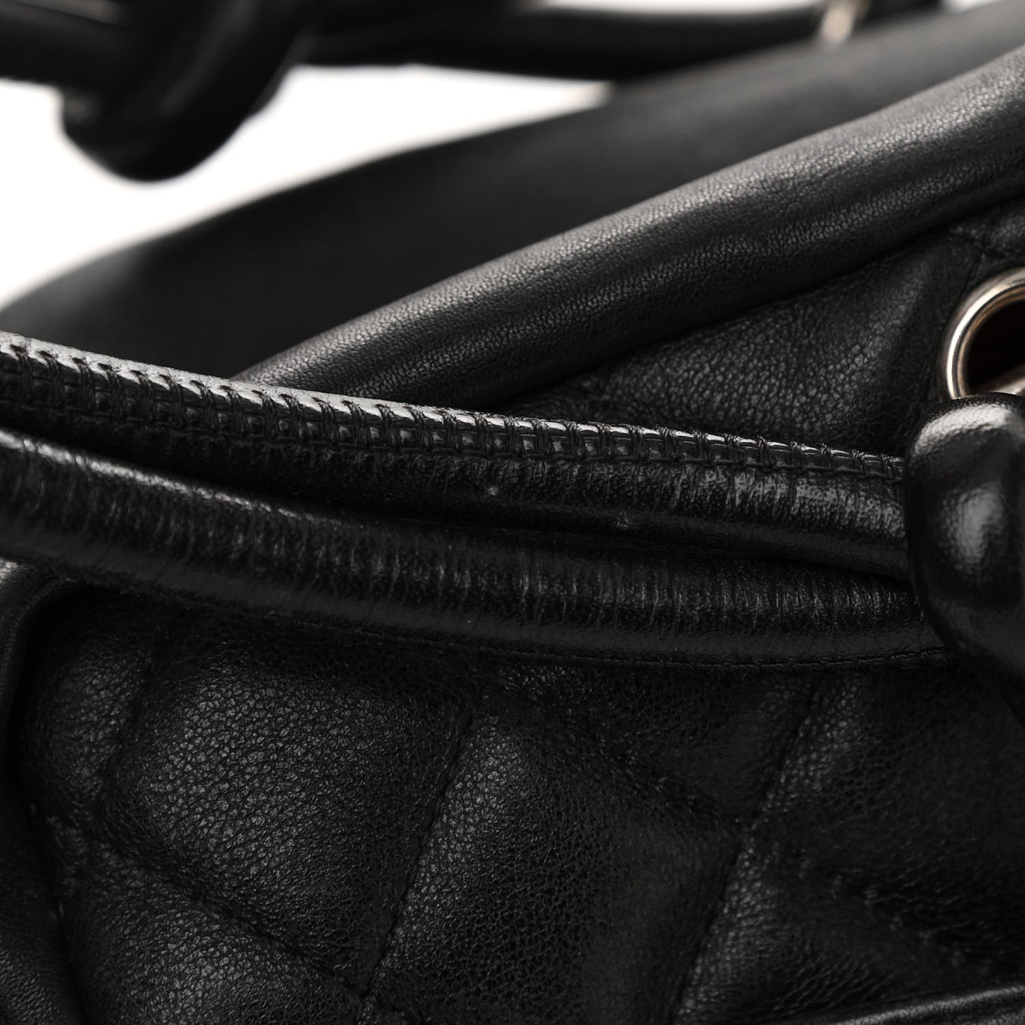 Calfskin Quilted Large Cambon Multipocket Reporter Black