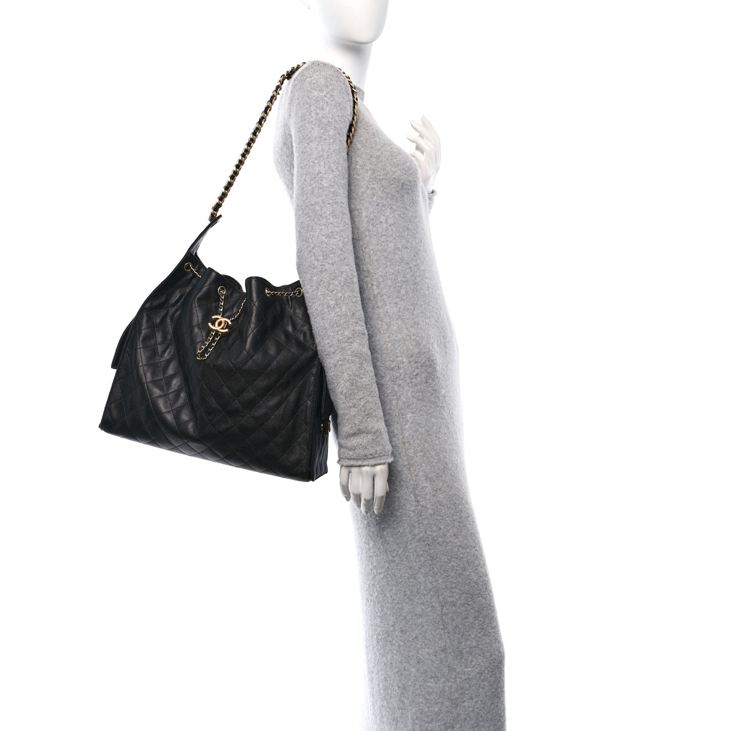 Caviar Quilted Medium Chanel 25 Handbag Black