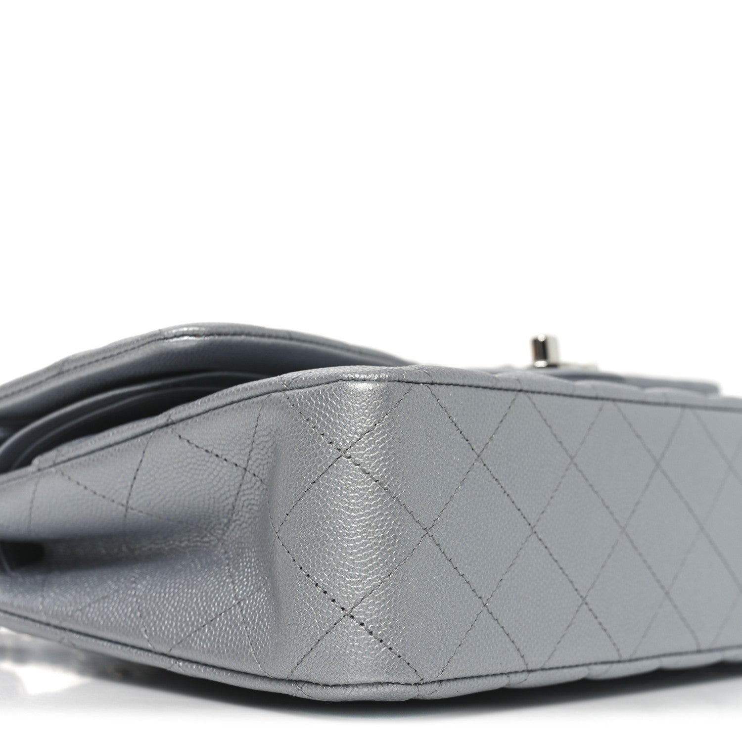 Chanel Metallic Caviar Quilted Medium Double Flap Silvery 9 of 11