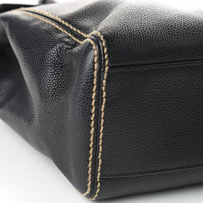 Chanel Caviar CC Stitched Flap Shoulder Bag Black 9 of 11