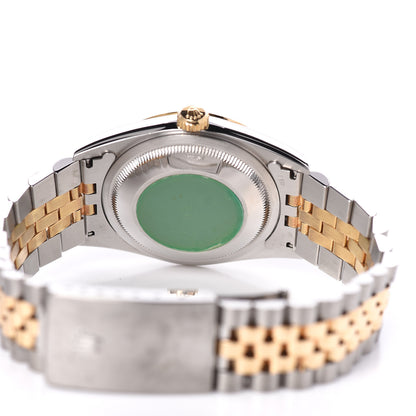 Rolex Stainless Steel 18K Yellow Gold 36mm Oyster Perpetual Datejust Watch Black 16233 5 of 7