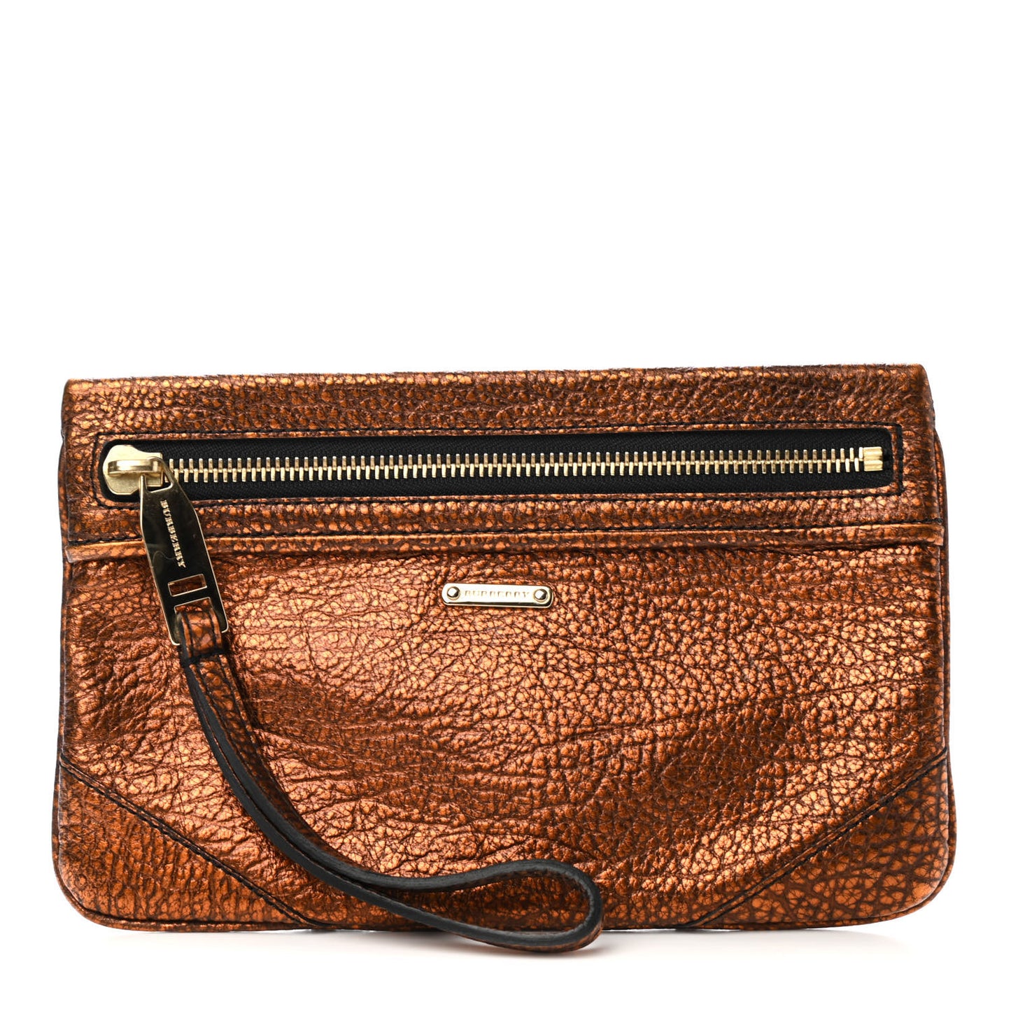 Metallic Grainy Calfskin Nevin Large Pouch Bronze