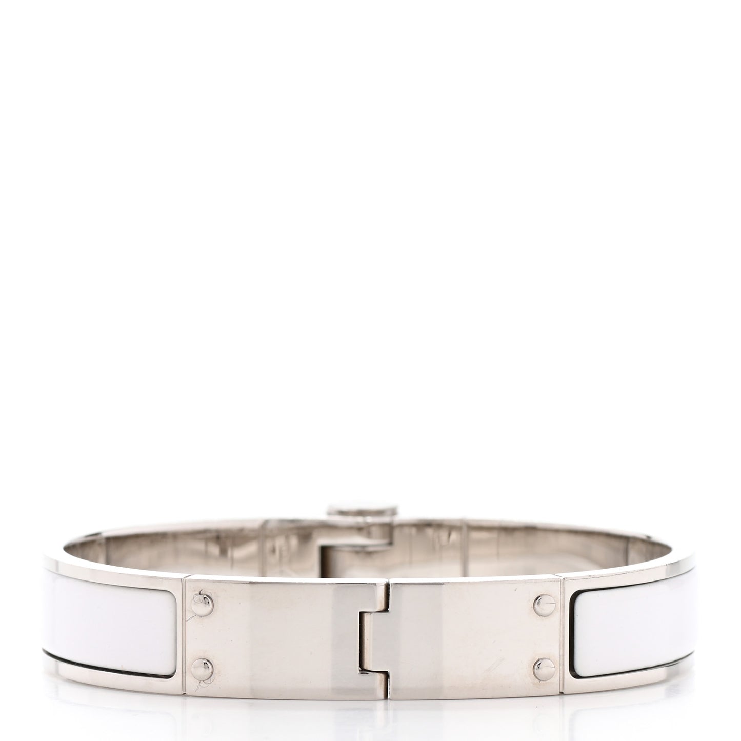 Enamel Charniere Uni Narrow Hinged Bracelet S White