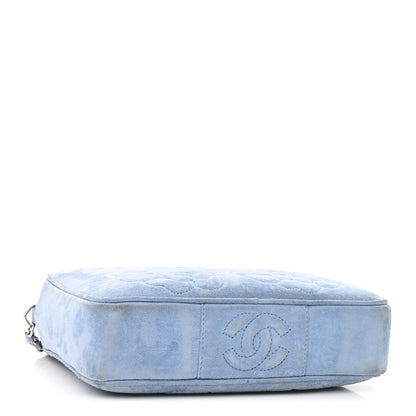 Chanel Suede Camellia Camera Case Light Blue 4 of 12