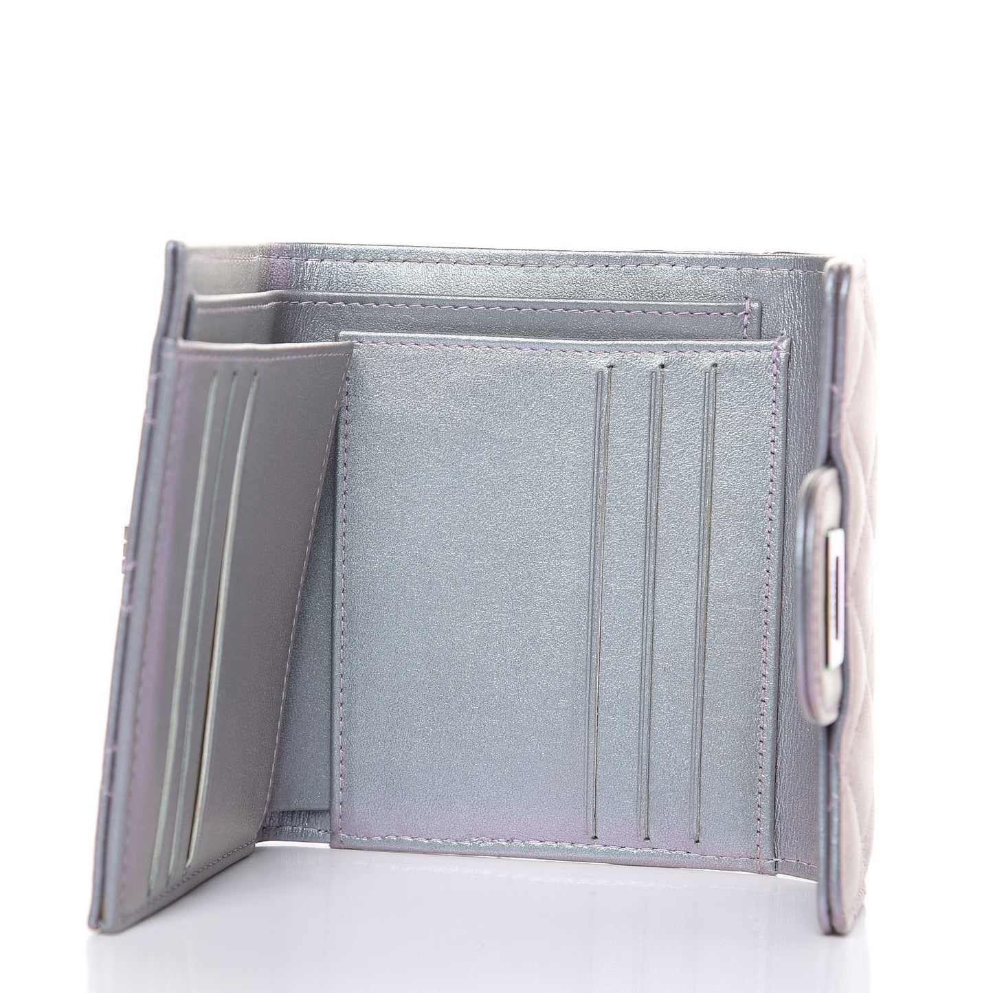 Iridescent Lambskin Quilted 2.55 Reissue Compact Flap Wallet Light Purple