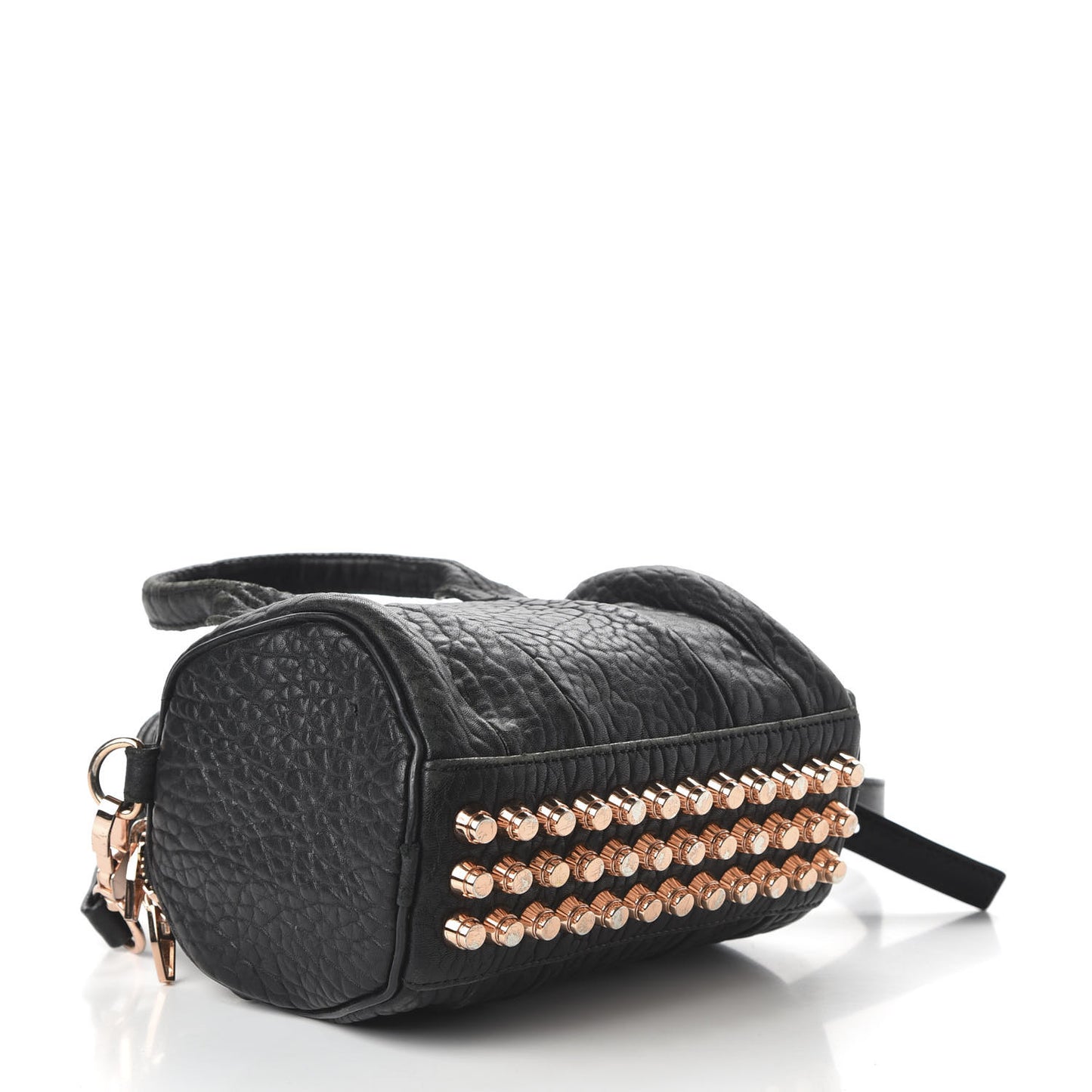 Pebbled Lambskin Mini Rockie Black Rose Gold Hardware