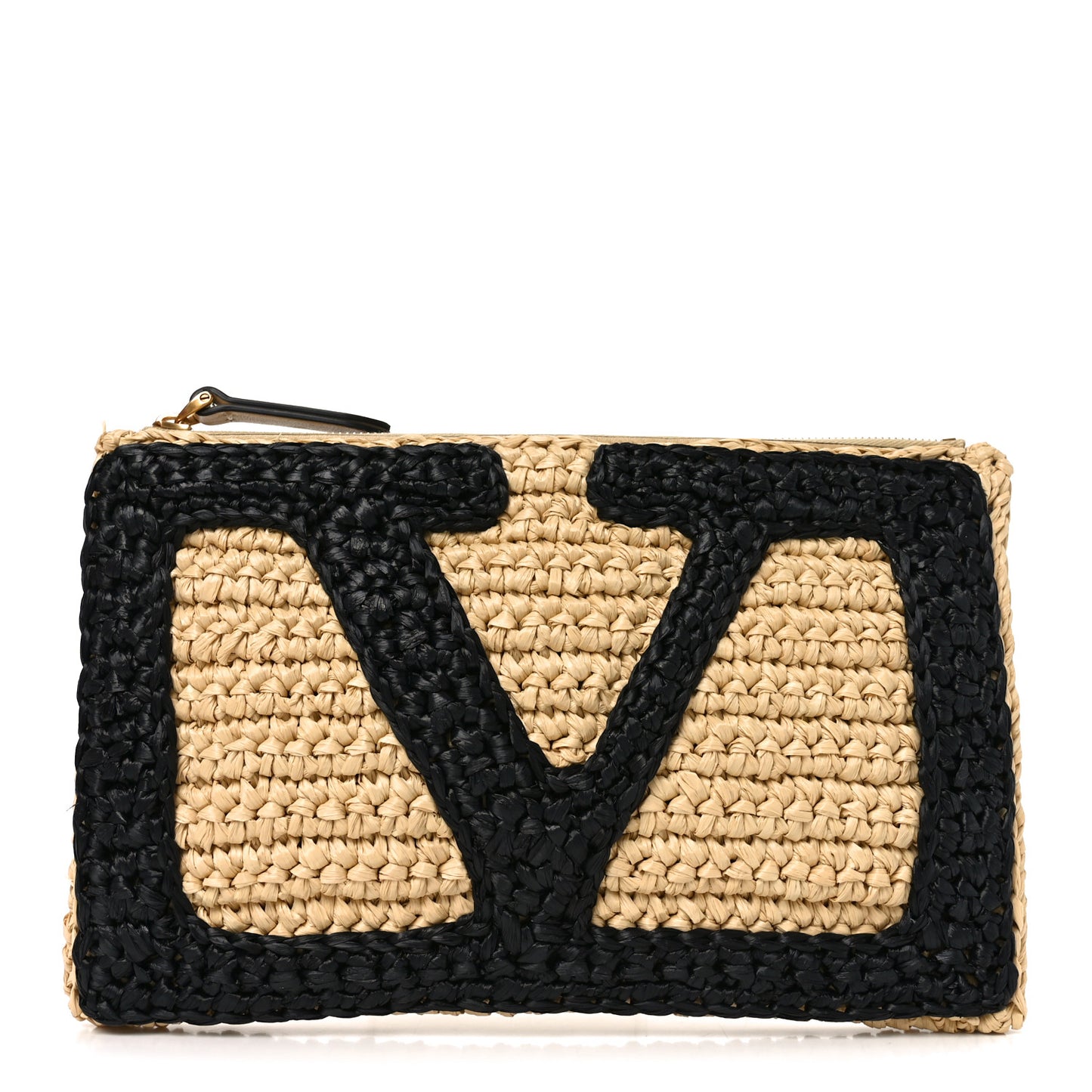 Raffia Viva Superstar Clutch Naturale Black