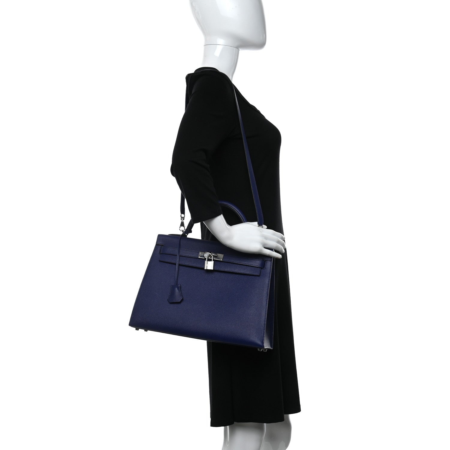 Hermes Epsom Kelly Sellier 32 Bleu Encre 2 of 10