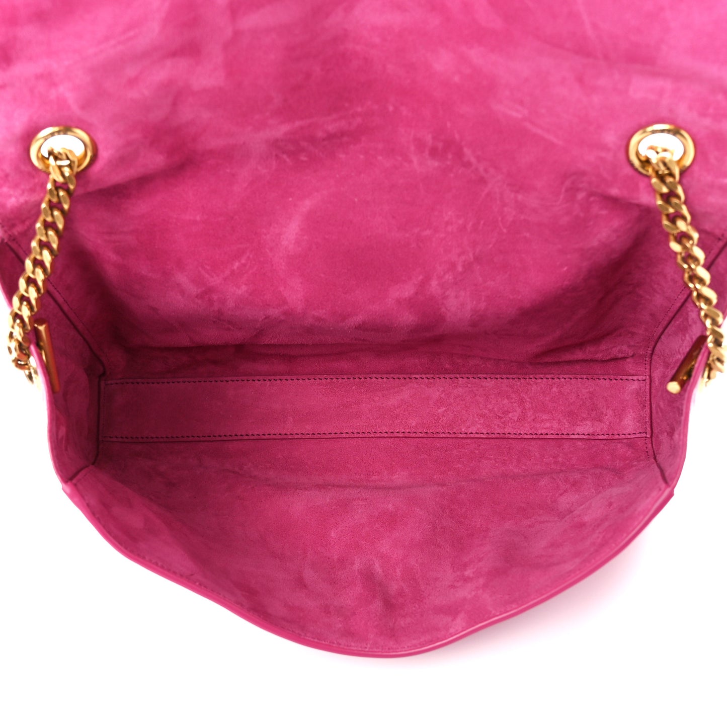 Smooth Calfskin Suede Medium Reversible Monogram Kate Satchel Rose Rubis