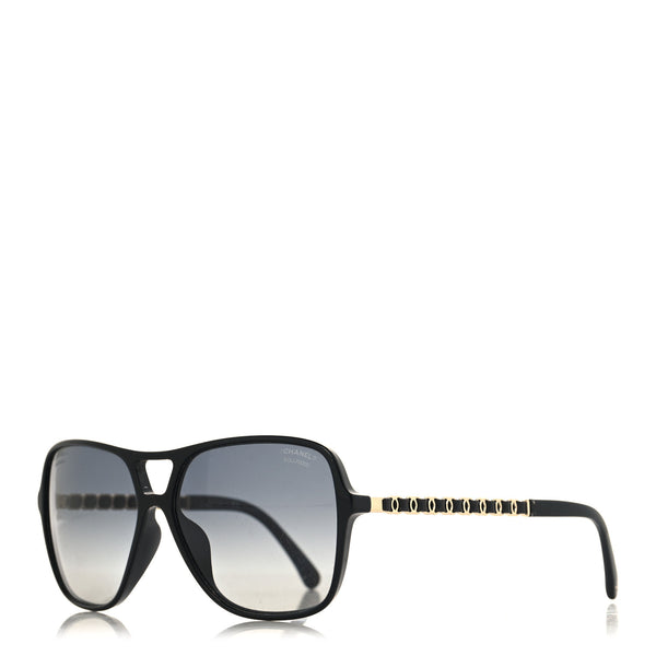 Chanel Metal Calfskin Polarized CC Chain Pilot Sunglasses 5439-Q-A