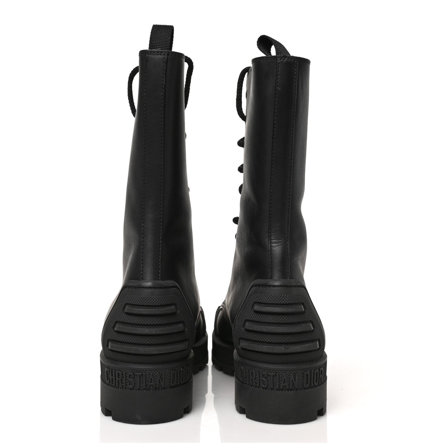 Calfskin Rubber Dioriron Boots 38.5 Black
