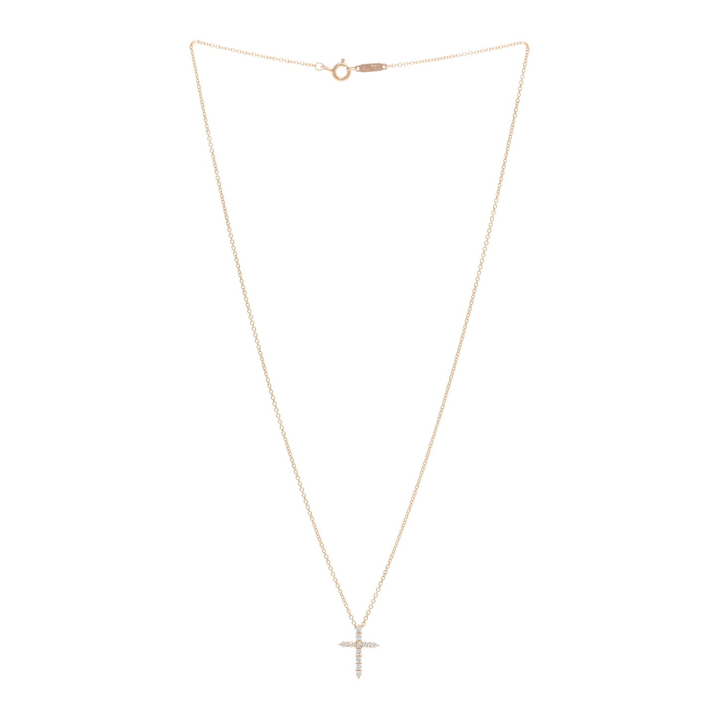 18K Yellow Gold Diamond Mini Cross Pendant Necklace