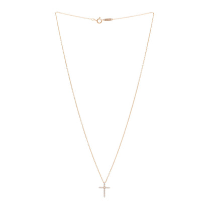 Tiffany 18K Yellow Gold Diamond Mini Cross Pendant Necklace 3 of 5