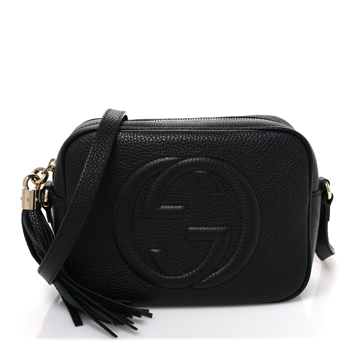 Pebbled Calfskin Small Soho Disco Bag Black