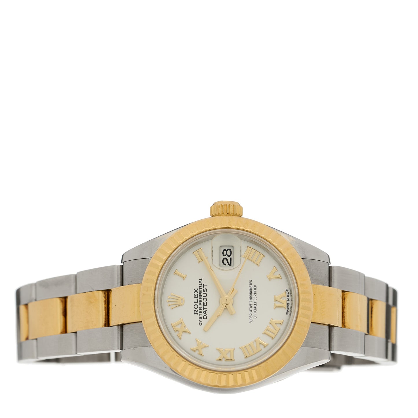 Stainless Steel 18K Yellow Gold 28mm Oyster Perpetual Datejust Watch Silver Roman 279173
