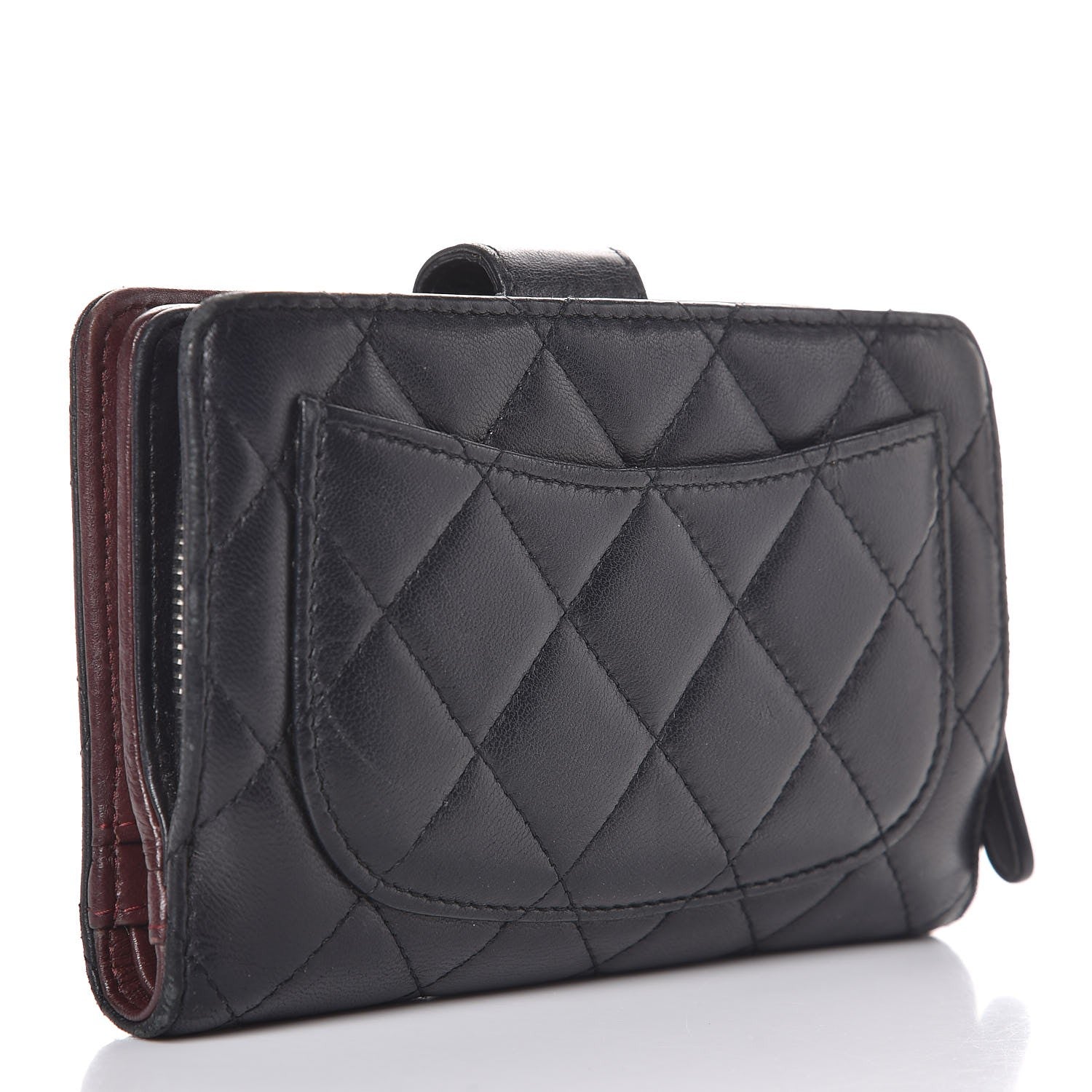 Chanel Lambskin Quilted Zipped Pocket Wallet Black 3 of 8