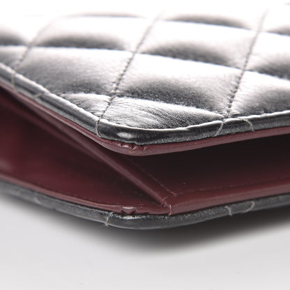 Chanel Metallic Calfskin Quilted Yen Wallet Dark Silver 9 of 11