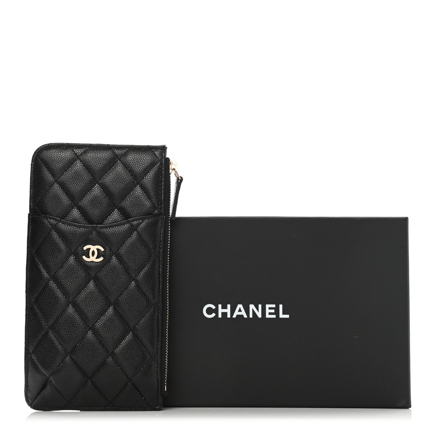 Chanel Caviar Quilted Classic Flat Wallet Pouch Black 8 of 8