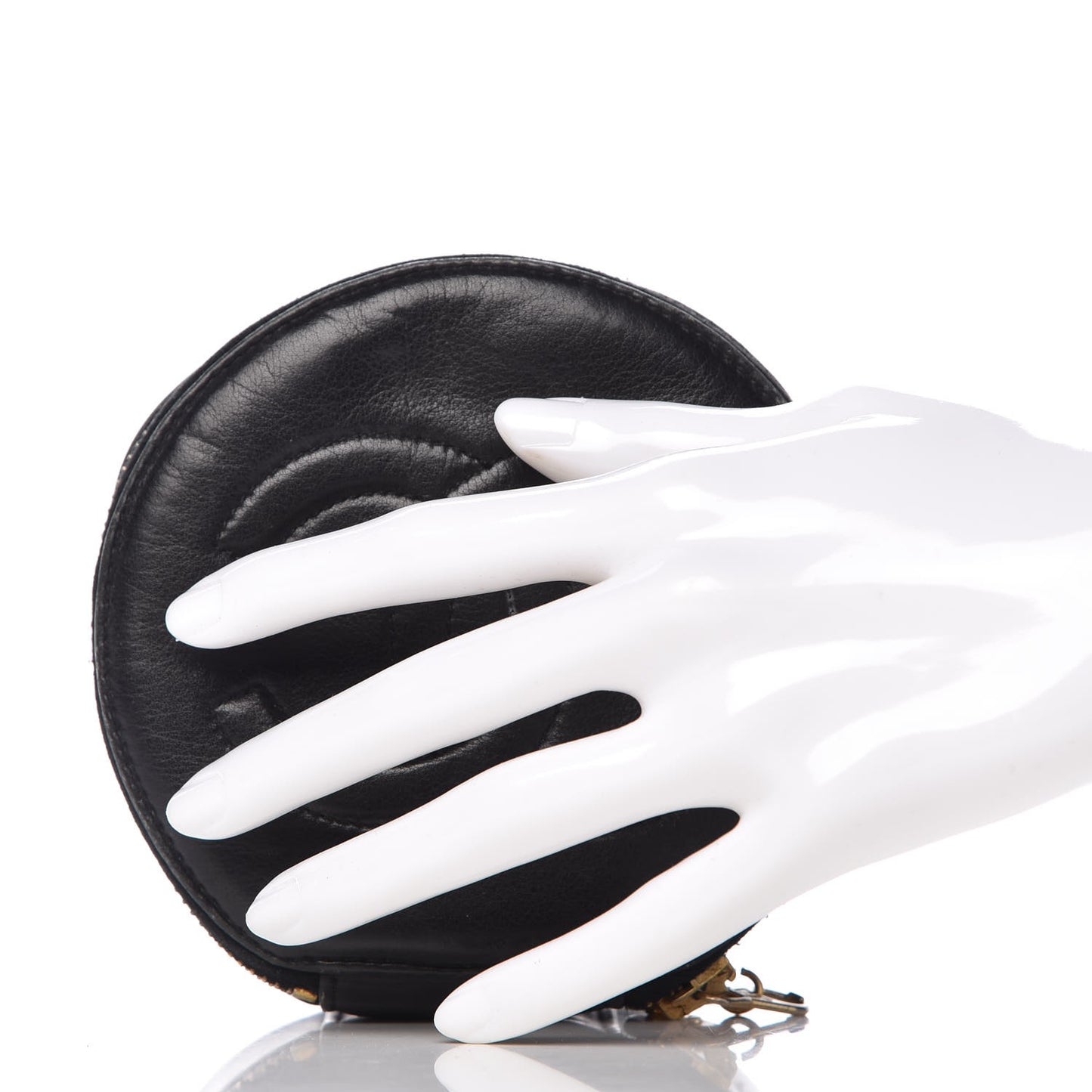 Lambskin Round Jewelry Travel Case Black