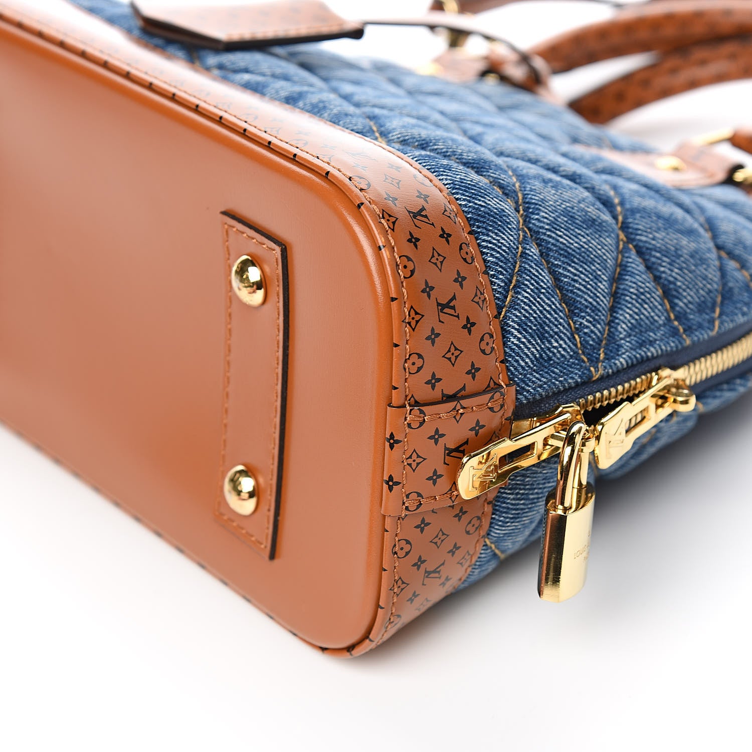 Louis Vuitton Denim Calfskin Reverse Monogram Malletage Alma BB Blue 8 of 9
