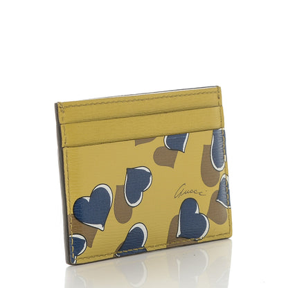 Gucci Calfskin Heartbeat Print Card Holder Yellow 3 of 6