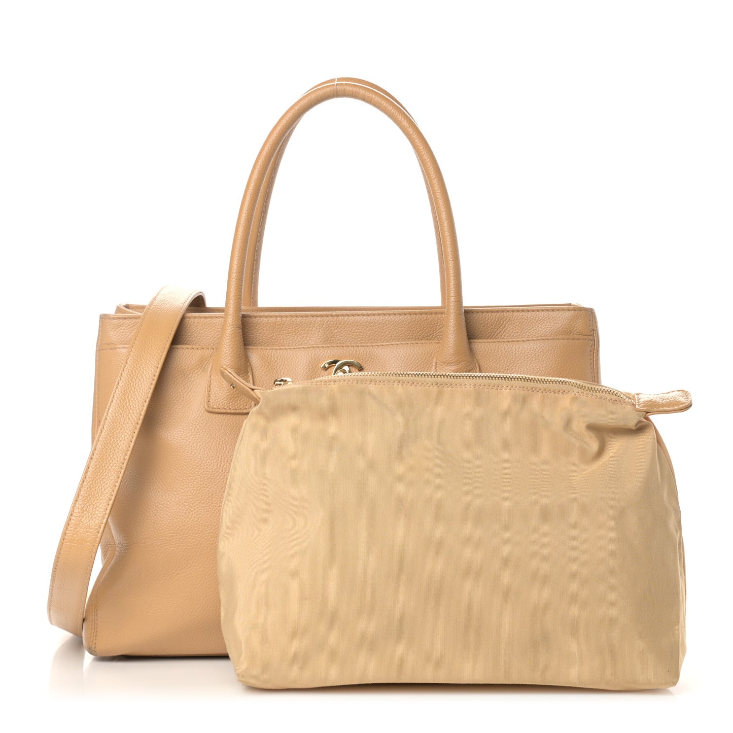 Calfskin Cerf Executive Shopper Tote Beige