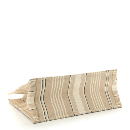 Christian Dior Canvas Embroidered Large Stripes Book Tote Beige 4 of 13