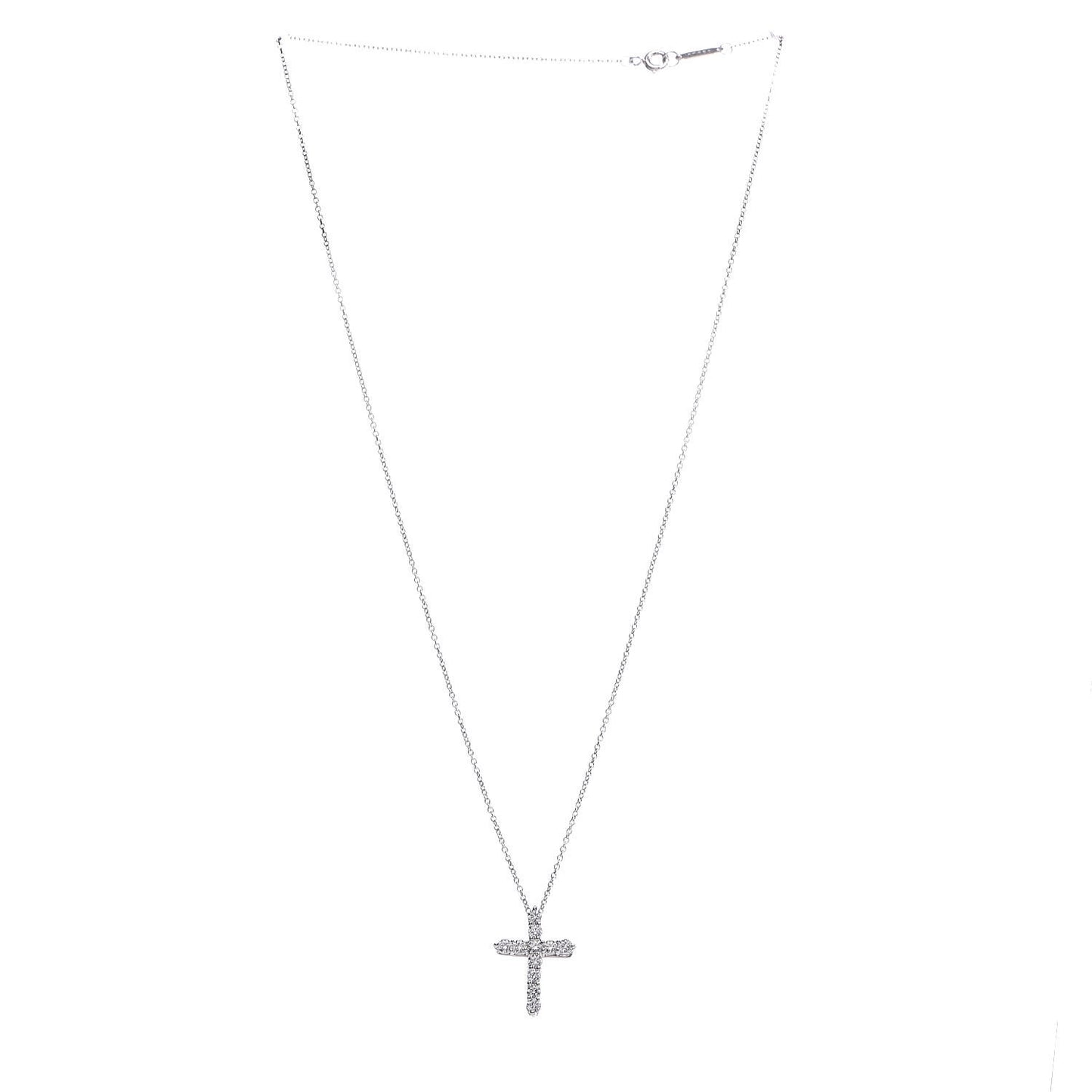 Platinum Diamond Small Cross Pendant Necklace