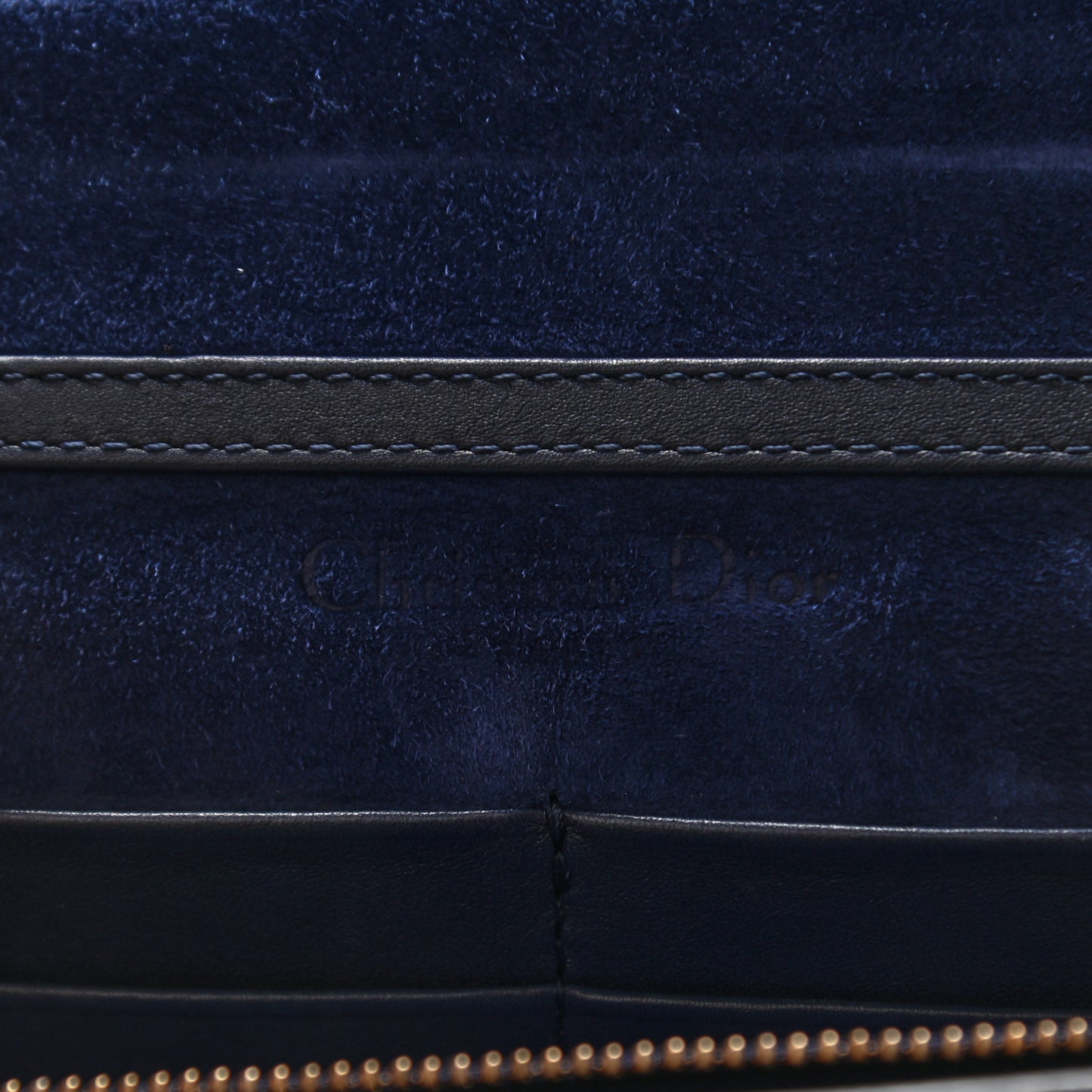 Calfskin J'Adior Wallet on Chain Pouch Navy Blue