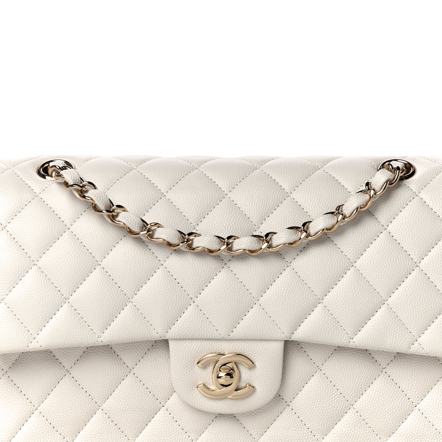 Chanel Caviar Quilted Medium Double Flap White 11 of 11