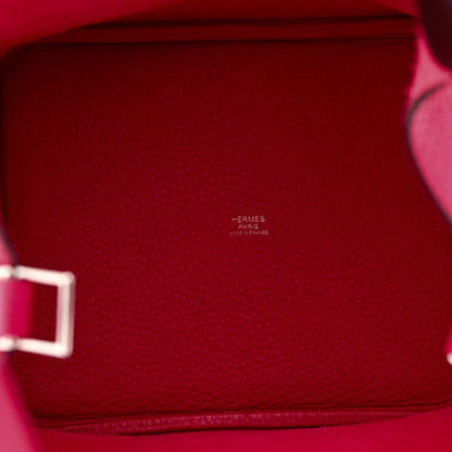 Hermes Taurillon Clemence Swift Eclat Picotin Lock 22 MM Framboise Rouge Sellier 5 of 10